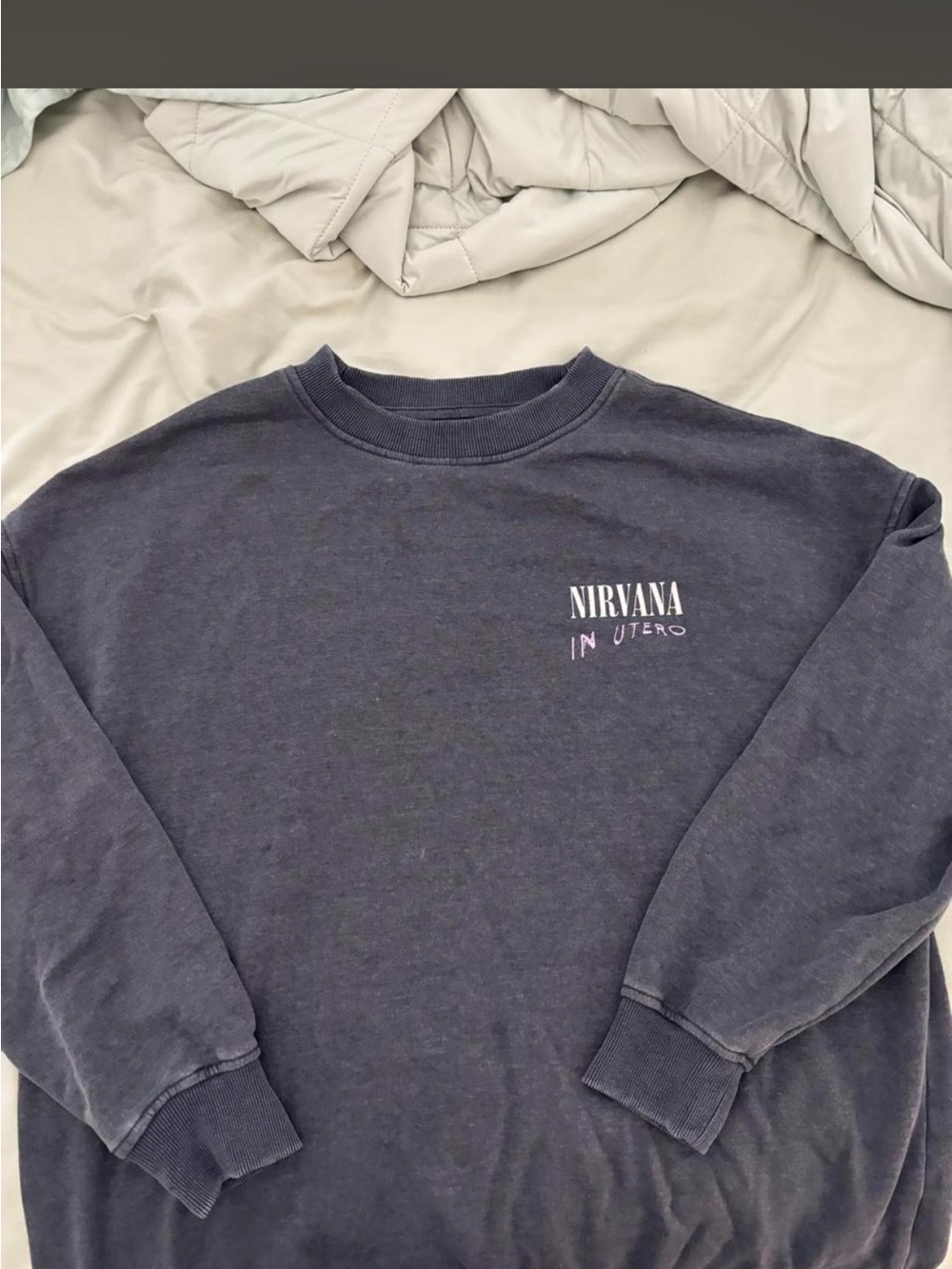 H&M women's Nirvana 'In Utero' Crewneck Sweater - Charcoal Gray